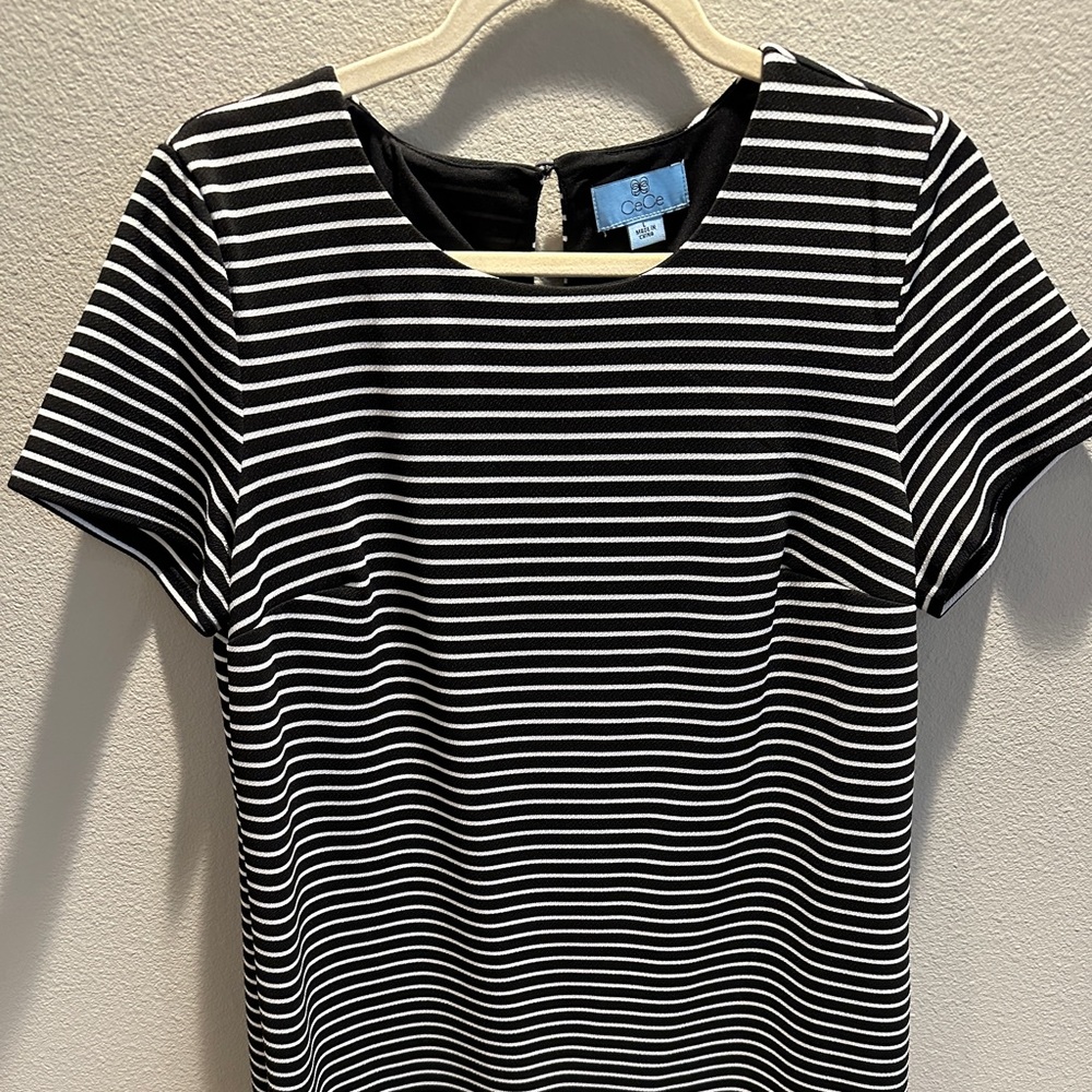 CeCe Black and White Stripe Dress